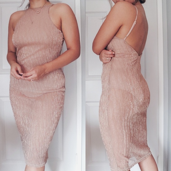 revolve Dresses & Skirts - Revolve ; madyson mesh halter dress rose gold m